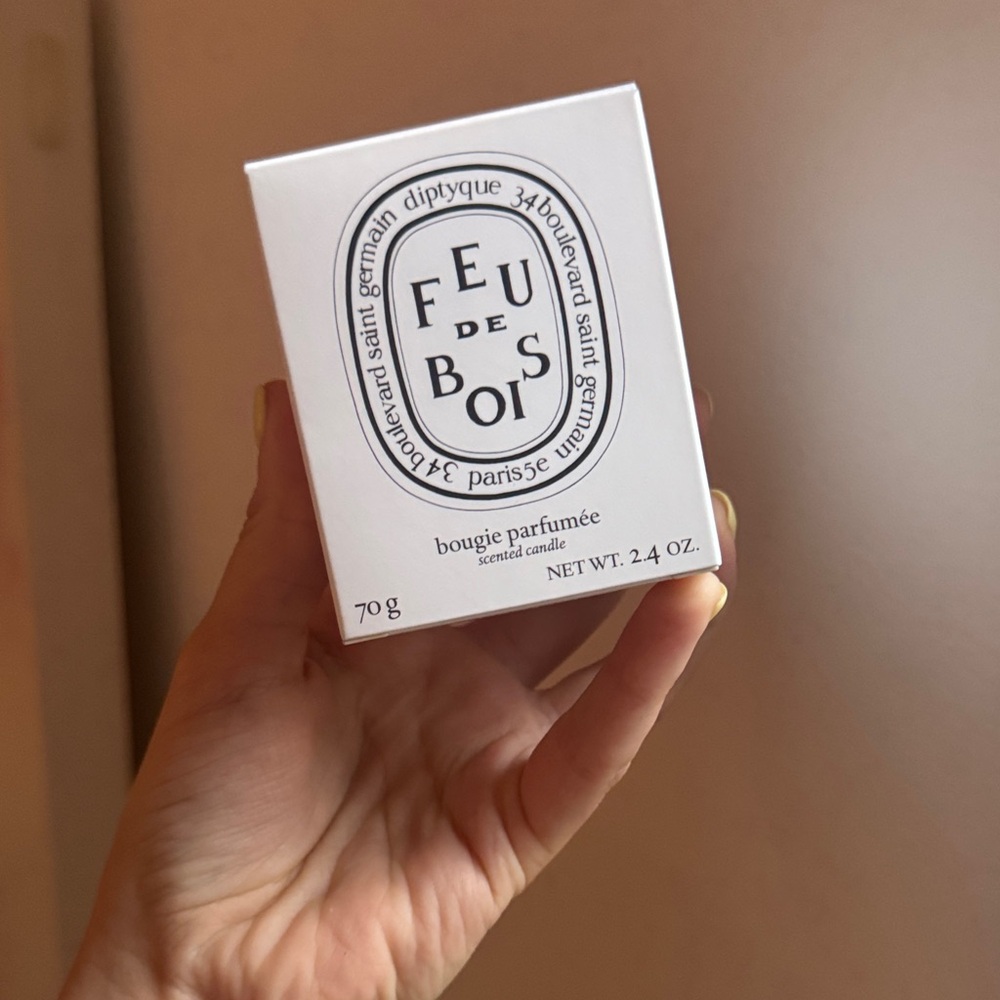 Diptyque Feu de Bois Candle in White Packaging
